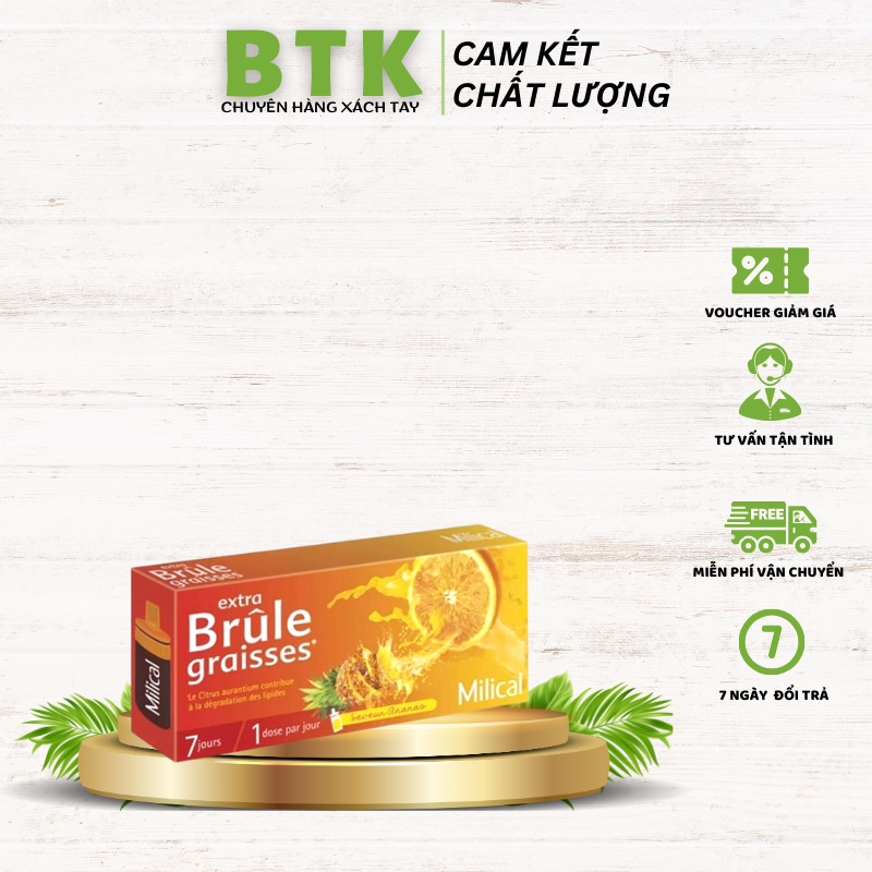 Detox milica extra pháp hộp 7 ống vị cam dứa dễ uống