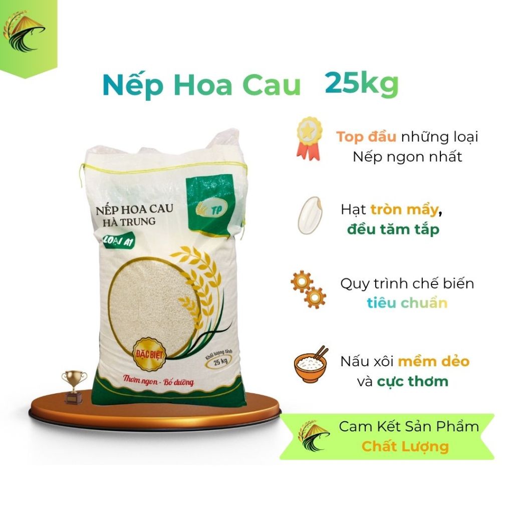 Gạo Nếp Hoa Cau - 25kg | Nếp Thơm | Cam kết không pha trộn