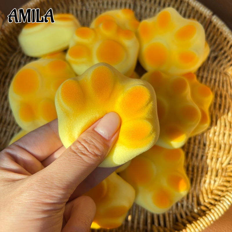 AMILA Squishy Cheese Bread Toy Soft Slow Rebound Stress Relief Simulation Food Fun Fidget Toy ราคา 29 บาท*ส่งฟรี