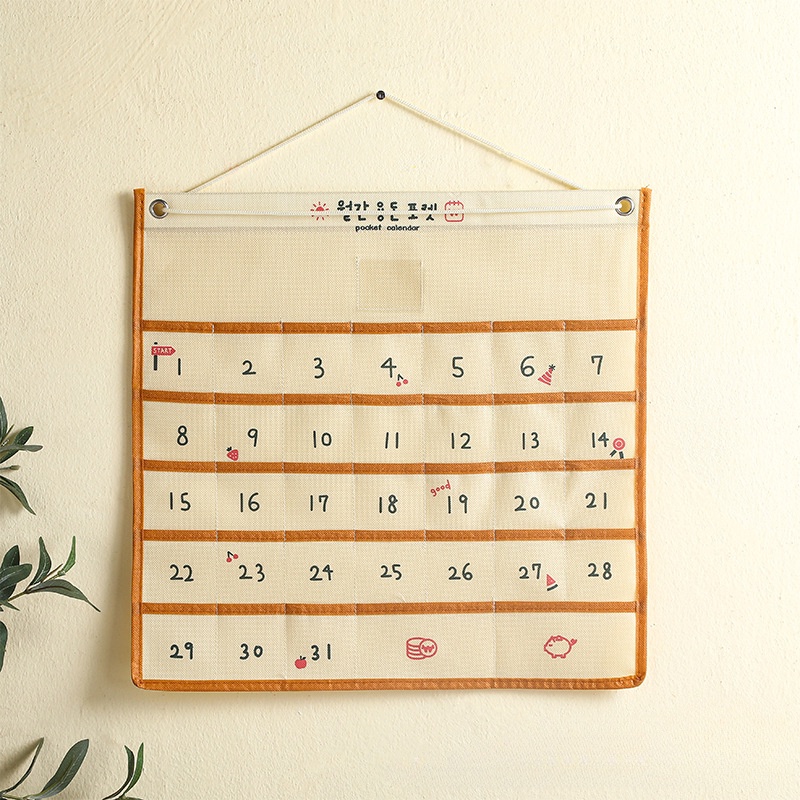 【Zhaozhao】 ปฏิทินออมเงิน ปฎิทินออมเงิน รายเดือน ติดผนัง วัสดุผ้าใบ ขนาด 44×42 ซม