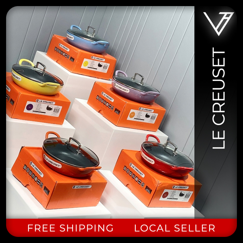 LE CREUSET Toughened Non-Stick Shallow Casserole Pot with Glass Lid Diameter 26 cm Singapore