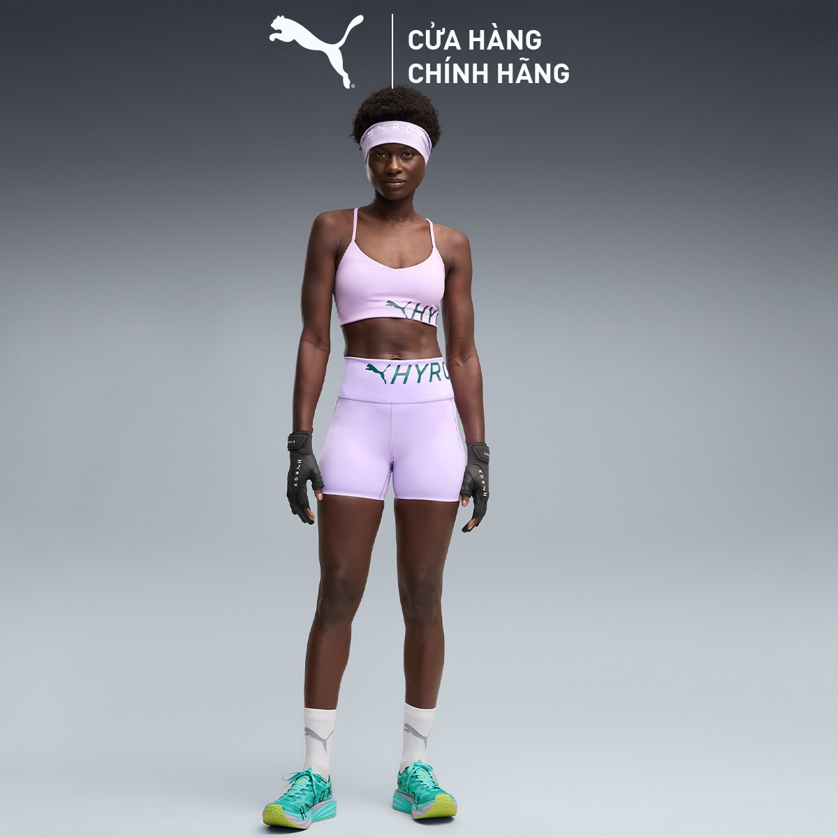 Quần Đùi Thể Thao Tập Luyện PUMA Nữ W xHYROX PWRMD 4 SRTTHT Light Lavender Màu Tím