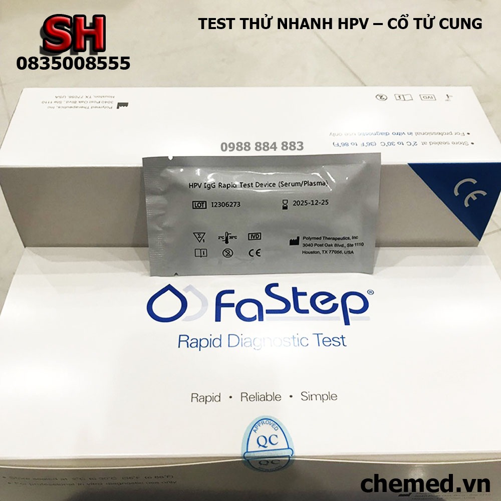 Test thử nhanh HPV - cổ tử cung, test thử nhanh HPV - FASTEP hàng chính hãng{40test/1hộp}