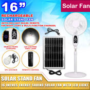 Ounny Solar Electric Fan with LED and Rechargeable Battery