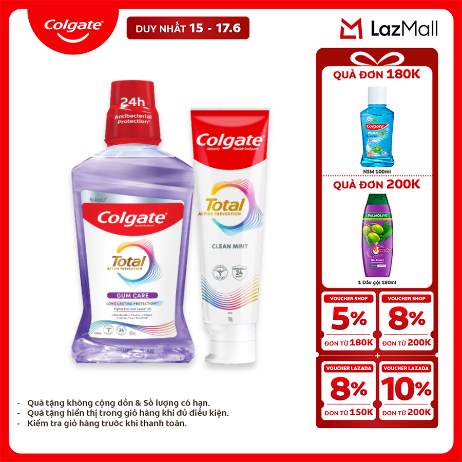 Bộ sản phẩm Colgate Total bảo vệ nướu khỏe (Kem đánh răng  Nước súc miệng)