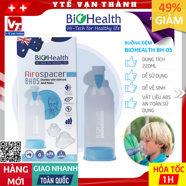 ✅ Buồng Đệm Khí Dung 2 Chiều (Babyhaler) Biohealth BH05 (BH-05) | Buồng Hít Hen Suyễn Úc -VT1076 - Y Tế Vạn Thành