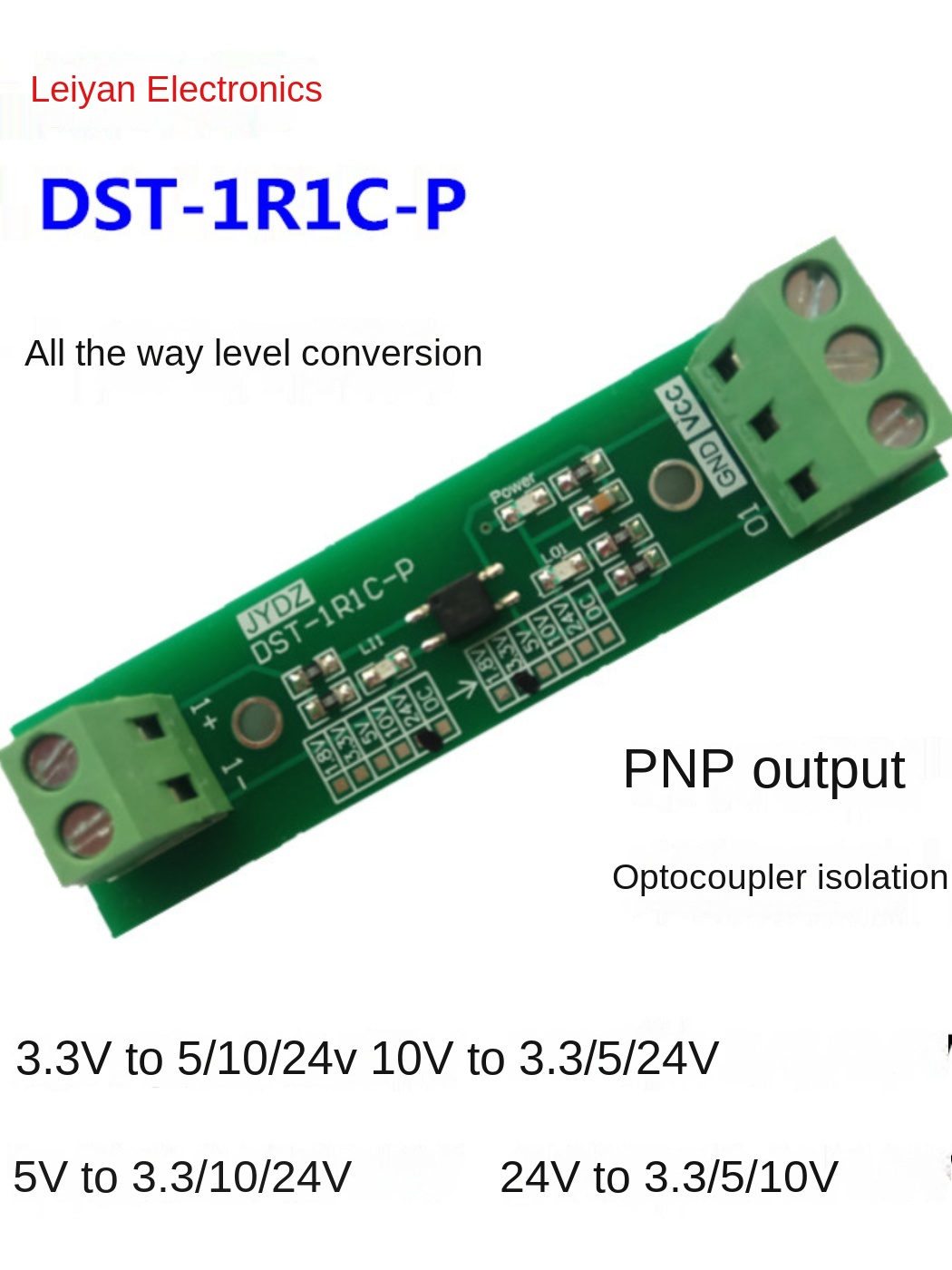DST-1R1C-P Bộ Chuyển Đổi Điện Áp 1 Kênh 3.3-5V Sang 3.3-24V | Cách Ly Quang, PNP, Hỗ Trợ PLC 3.3V/5V/24V