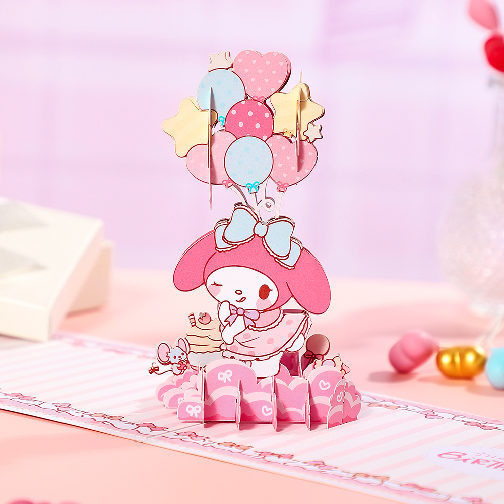 Corneliali Sanrio Hạnh Phúc Giai Điệu Kuromi Hello Kitty Pochacco Pop up thiệp chúc mừng 3D Sinh Nhậ