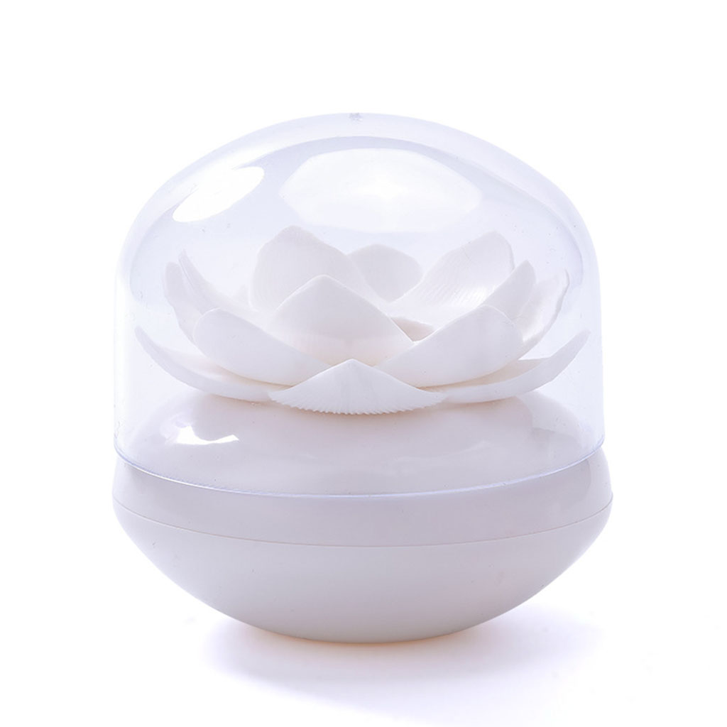 Lotus Flower Cotton Swab Holder Toothpick Storage Container Organizer with Clear Lid Dustproof Cover Cotton Bud Box for Case