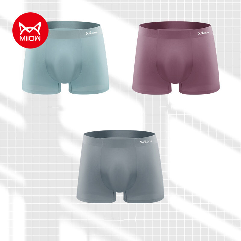 MiiOW 3 Ice Silk Quần Lót Nam Siêu Mỏng Trong Suốt Người Quần Lót Boxer Thân Cây Thoáng Khí Kháng Khuẩn Túi Lớn Người Võ Sĩ 	M1270