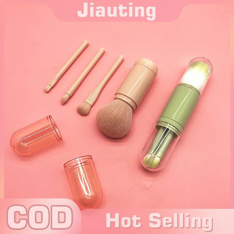 Jiauting 4 Trong 1 Kính Thiên Văn Trang Điểm Bàn Chải Du Lịch Xách Tay Trang Điểm Bàn Chải Thiết Lập Eyeshadow Lỏng Bột Mini Trang Điểm Bàn Chải Công Cụ Làm Đẹp