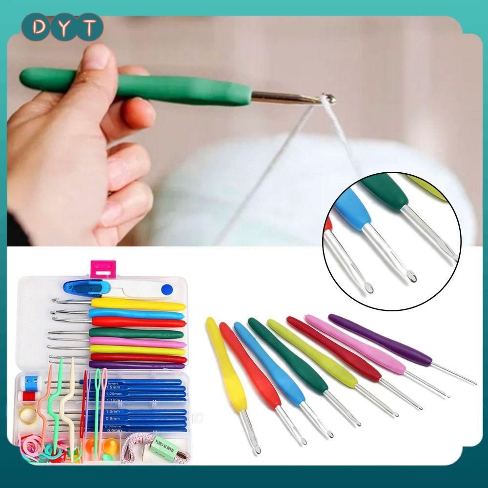 DYT 53PCS có hộp Bộ móc đan  tiêm khâu Màu sắc hỗn hợp Bộ dụng cụ may vá Hữu ích Bộ móc len Dụng cụ dệt DIY Sử dụng tại nhà