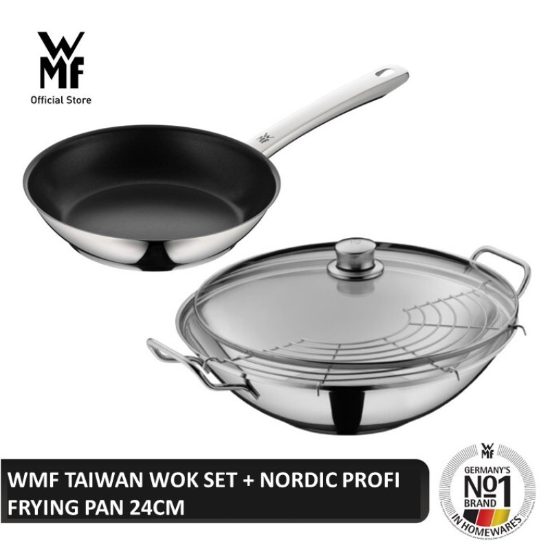 WMF Taiwan Wok Set of 3 36cm 0798366040 + WMF Nordic Profi Frying Pan 24cm 0741076290 Singapore