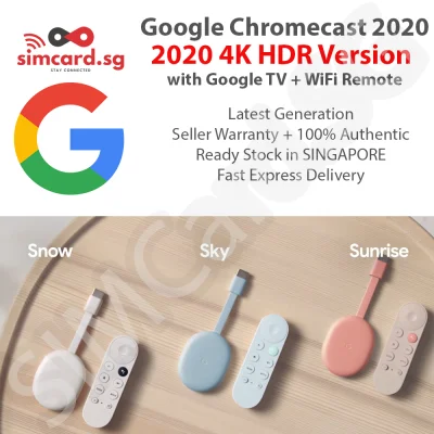 Google Chromecast (2020) / Ultra 4K TV Streaming Media Player Stick Ultra HD HDR 2160p (with Google TV & Remote [GA01919-US, GA01920-US, GA01923-US])