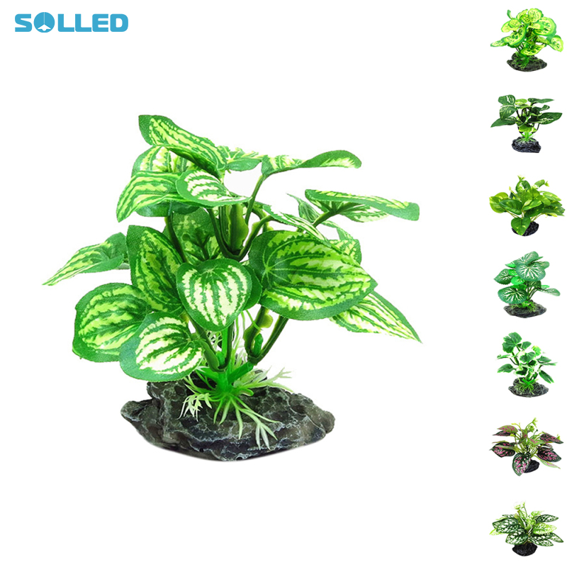 Simulated Reptile Plants For Terrarium Decor, Realistic Artificial Water Plants With Base Amphibian Habitat Decoration, Snake Tortoise Tank Accessories ราคา 45 บาท*ส่งฟรี