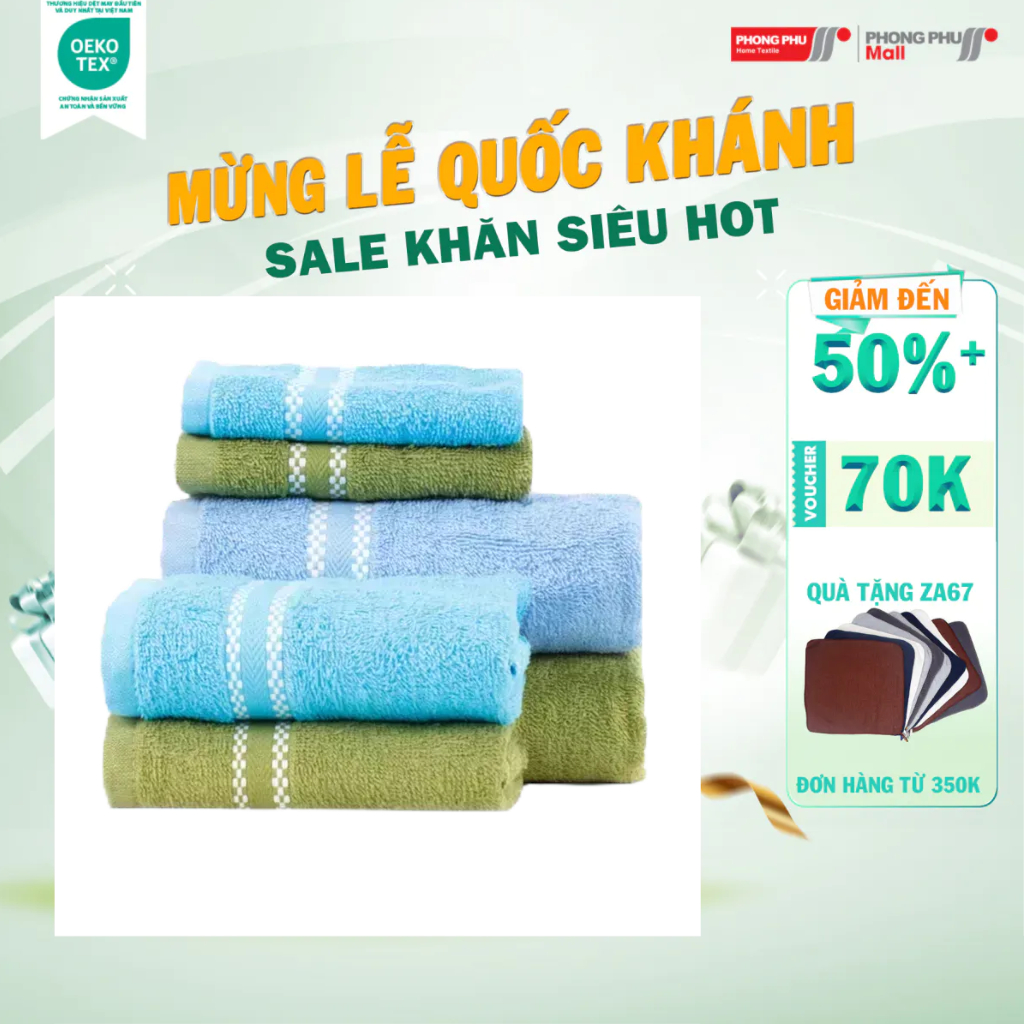 Bộ 6 khăn tắm, mặt, tay hải cẩu cotton pc67