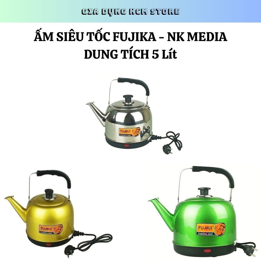 Ấm siêu tốc 5L FUJIKA – MEDIA tự ngắt khi nước sôi, đun siêu tốc , chất liệu inox cao cấp không han gỉ - bảo hành