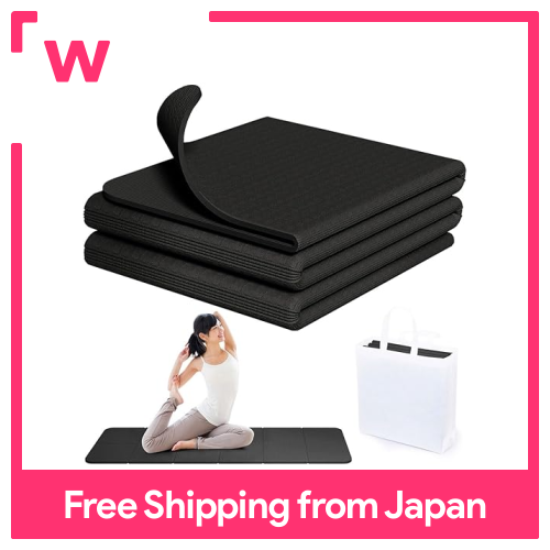 Taeku Thảm tập Yoga có thể gập lại, thảm tập kéo giãn thảm tập tập Thảm tập thể dục Pilates dày 6mm Thảm co giãn 183cm61cm có túi lưu trữ (màu đen)