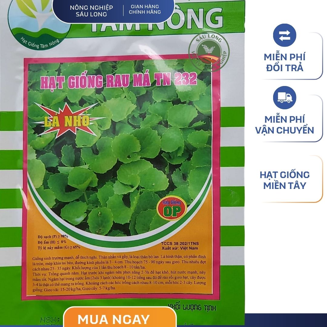 Hạt Giống Rau Má TN 232 TÂM NÔNG (GÓI 2G) - Nảy mầm đều, ít sâu bệnh, thị trường ưa chuộng