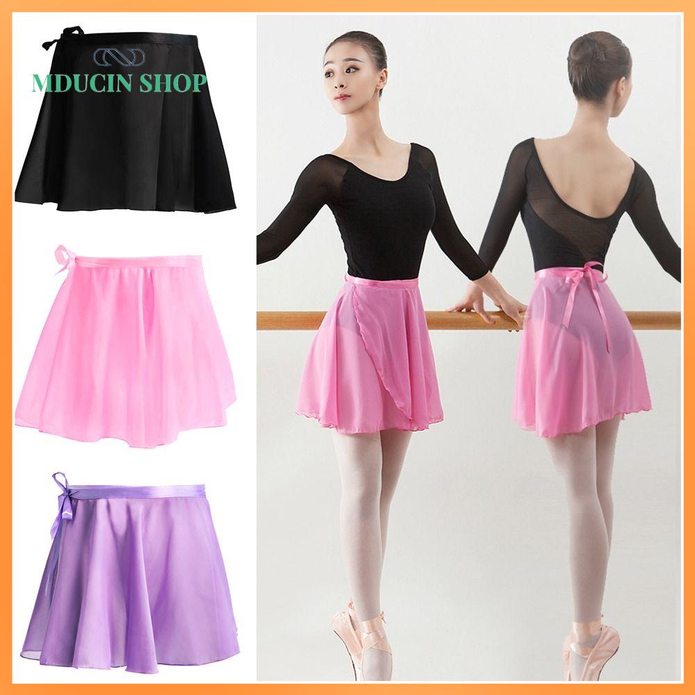 MDUCIN SHOP Quần áo Màu sắc tinh khiết Váy khiêu vũ Quần áo nịt thực hành Váy ba lê Váy Múa Ba Lê Váy voan buộc dây Váy khiêu vũ