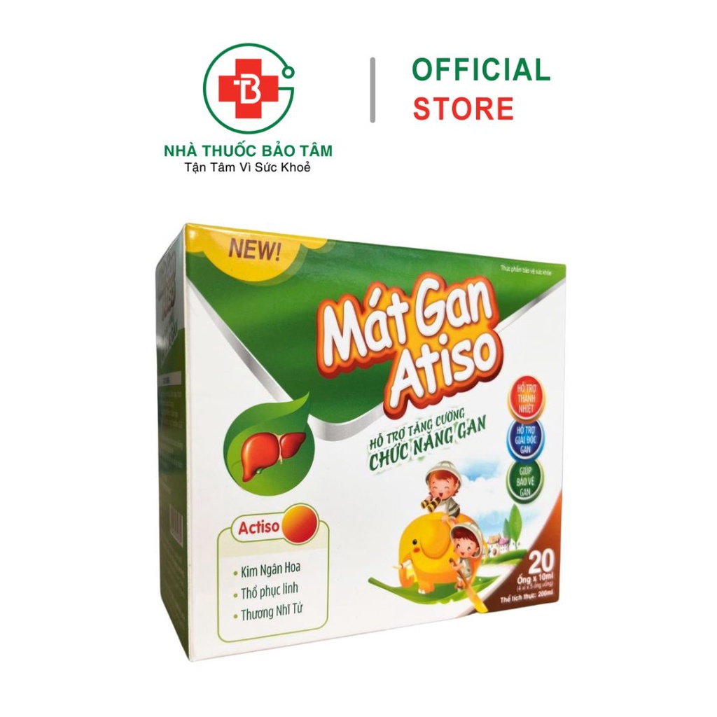 Siro Mát gan Atiso - Giúp Giải Độc Gan, Thanh Nhiệt Mát Gan Cho Bé - Hộp 20 Ống