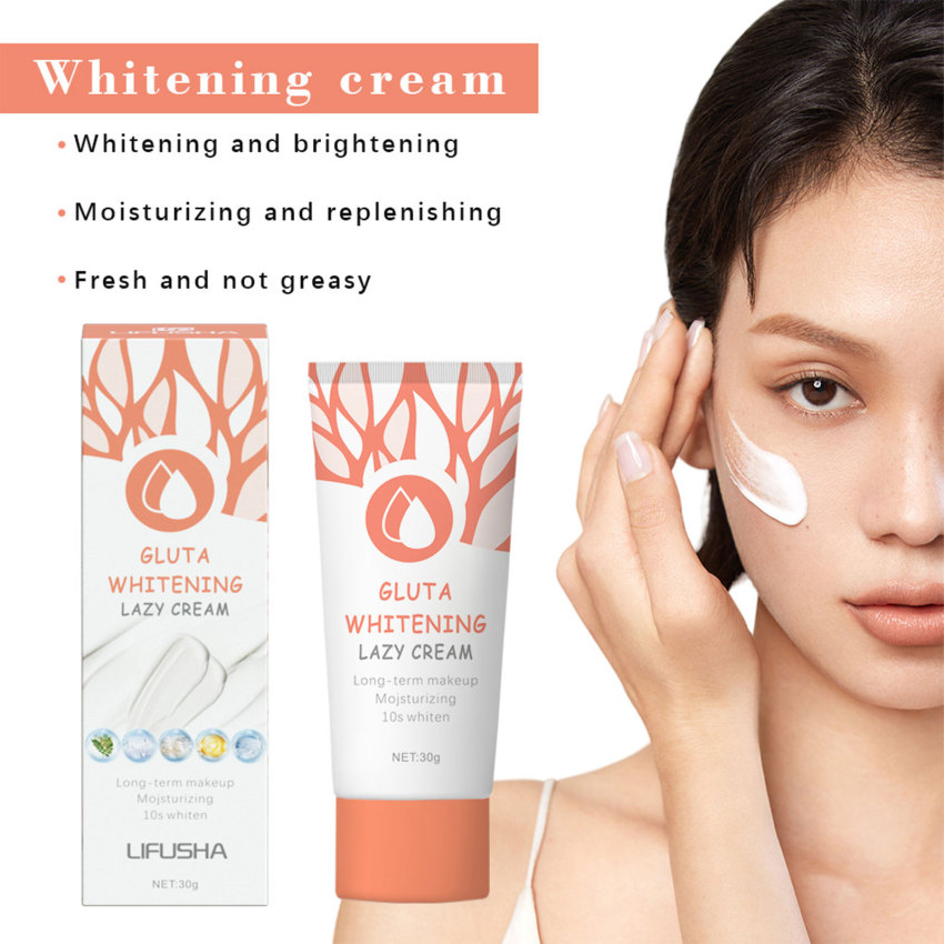 Lifusha Kem làm trắng da Gluta làm trắng lười biếng Kem dưỡng ẩm dưỡng ẩm f-acial làm sáng và làm mềm da 30g