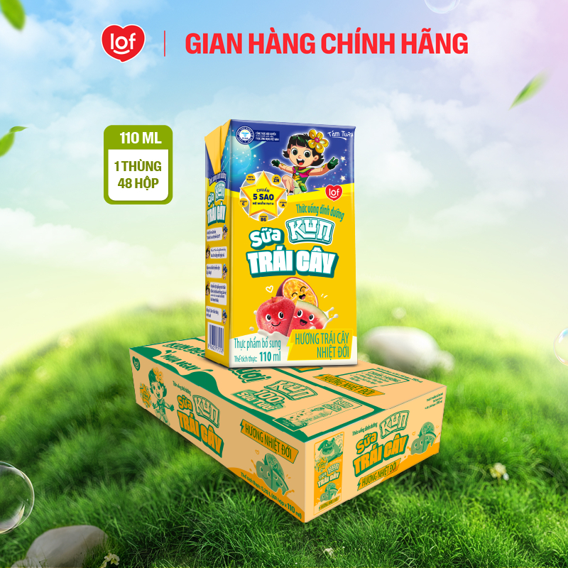Sữa trái cây KUN vị trái cây nhiệt đới thùng 48 hộp x 110ml