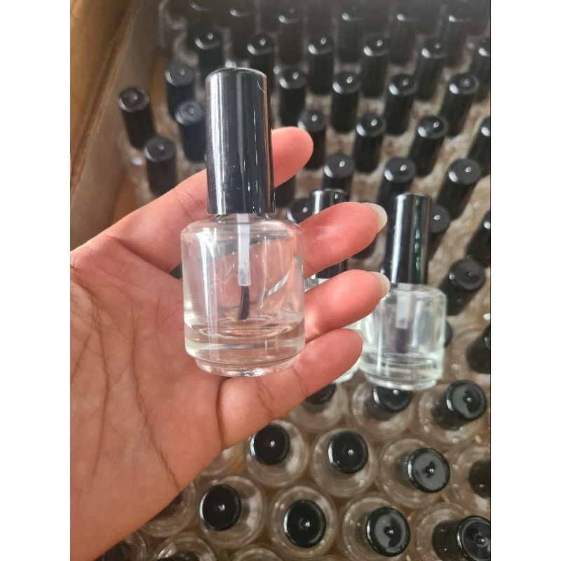 Chai lọ đựng nước sơn móng tay rỗng 15ml tròn tròn nắp đen, chiết gel móng tay