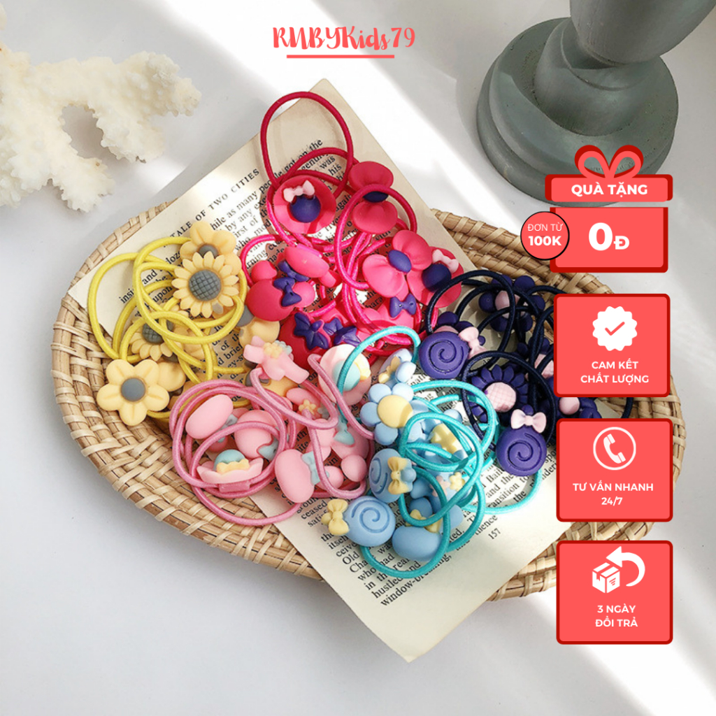 Dây cột tóc cho bé set 40 sợi, cột tóc cho bé gái đáng yêu nhiều màu sắc - rubykids79