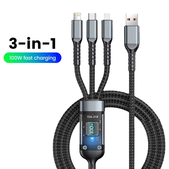 Toocki 3 trong 1 100w cáp sạc nhanh loại usb c cáp cho iphone realme samsung huawei 50 pro micro usb c sạc dây cáp sạc