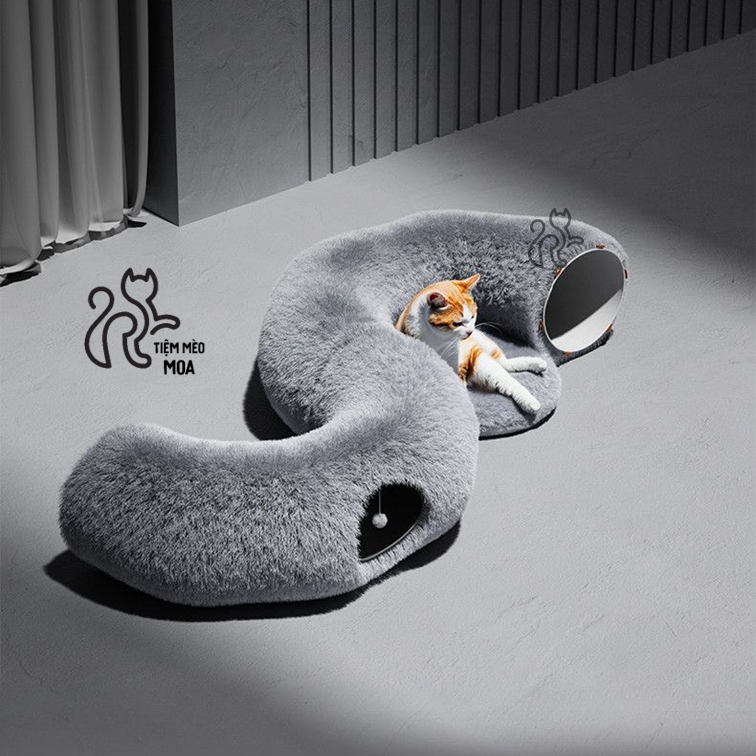 Đường hầm Donut nhung - Đệm nằm cho thú cưng - Đồ chơi cho thú cưng - Tiệm Mèo Moa