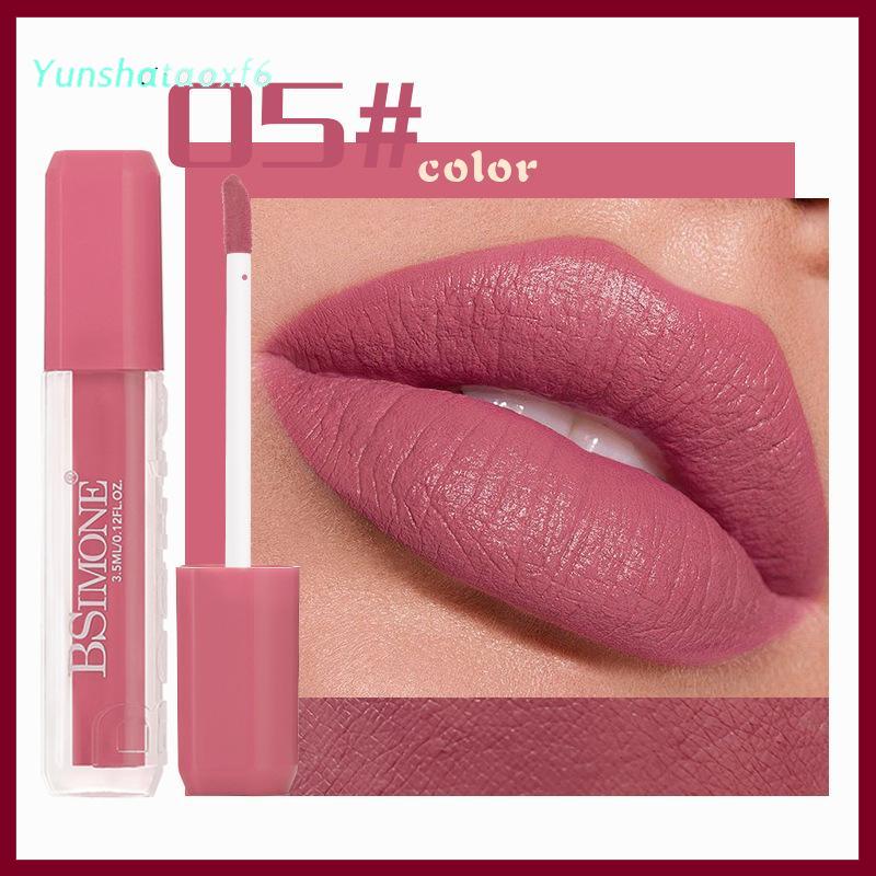 yunshataoxf Bsimone mờ Son bóng lỏng Son môi-vết bẩn môi với lâu dài không thấm nước, độ tuổi người lớn, tông màu đỏ dễ dàng để màu sắc - 3