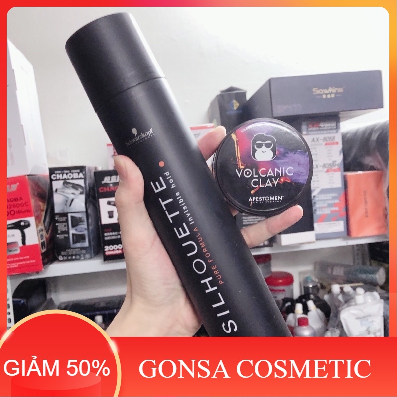 Gôm xịt tóc tạo kiểu nam silhouette 420ML + SÁP VUỐT TÓC NAM CLAY ( TẶNG LƯỢC ) - GONSA COSMETIC