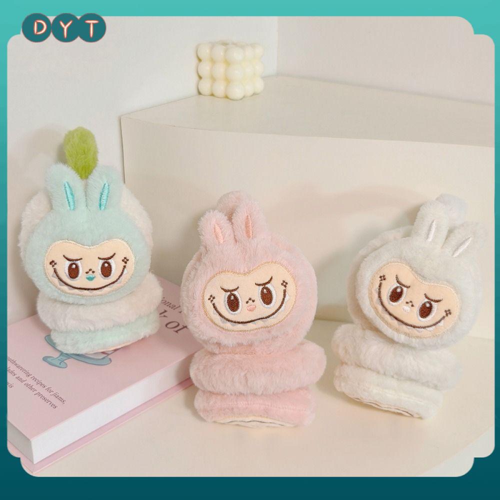 DYT Labubu Ấm tai bằng vải nhung lông Ấm áp POP Mart Tai gập Dễ thương Bọc tai Bịt Tai Mùa Đông Ngoài trời