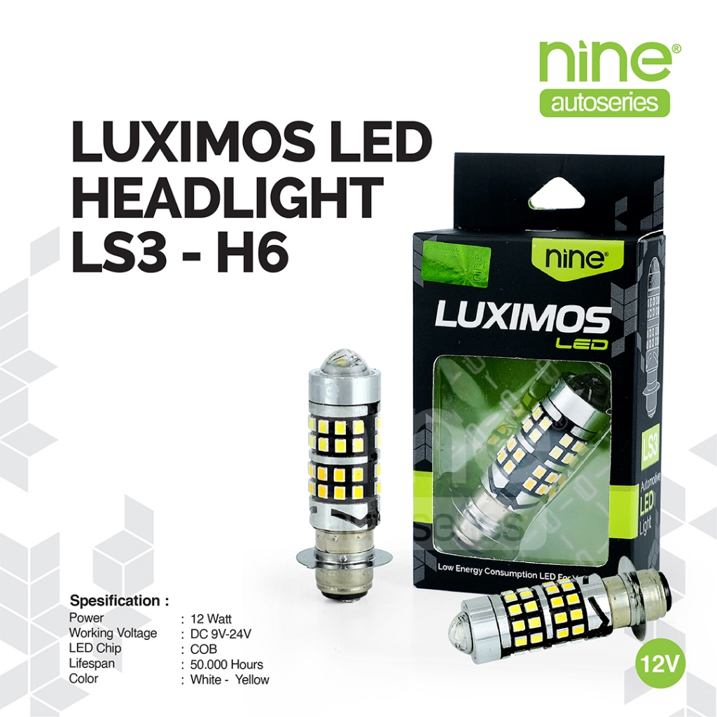 LUXIMOS Lampu Utama Motor Bebek Mini Laser Bifocus 13W H6 Putih Kuning (HI/LO) LS3 - NINE AUTOSERIES Harga 54,900 rupiah*Gratis Ongkir