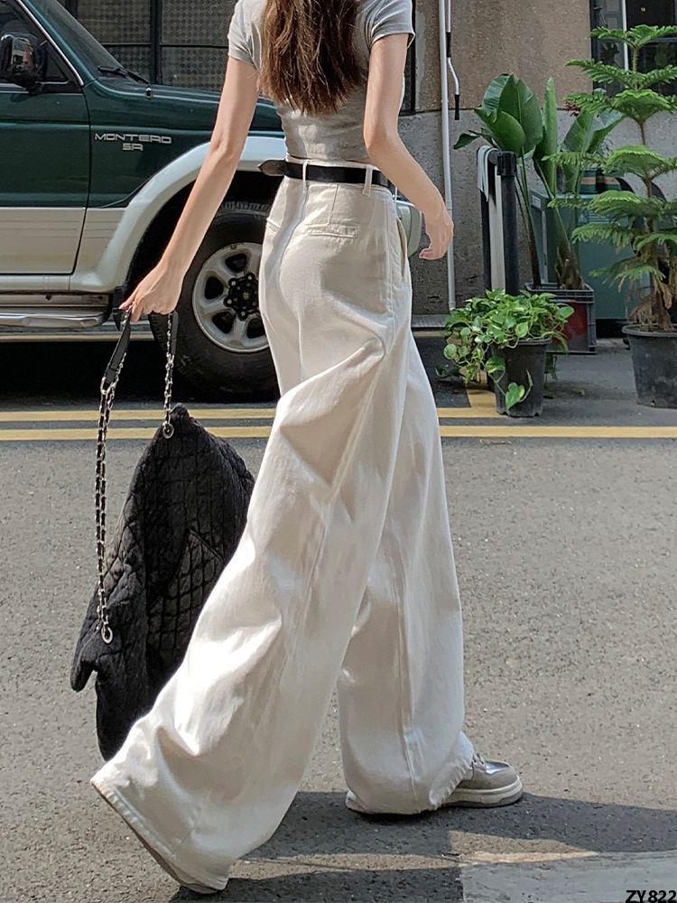 Quần Quần Bò ỐNg RộNg Ống Đứng ỐNg RộNg Ống Rộng Chân Rộng Xếp Nếp