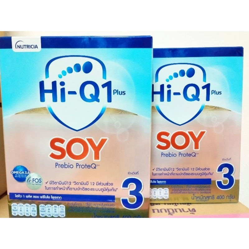 Hi-Q Soy prebio ProteQ ไฮคิวซอยพรีไบโอโพรเทค สูตร 3 นมถั่วเหลือง ขนาด 400g Exp 10/2025 ราคา 435 บาท*ส่งฟรี