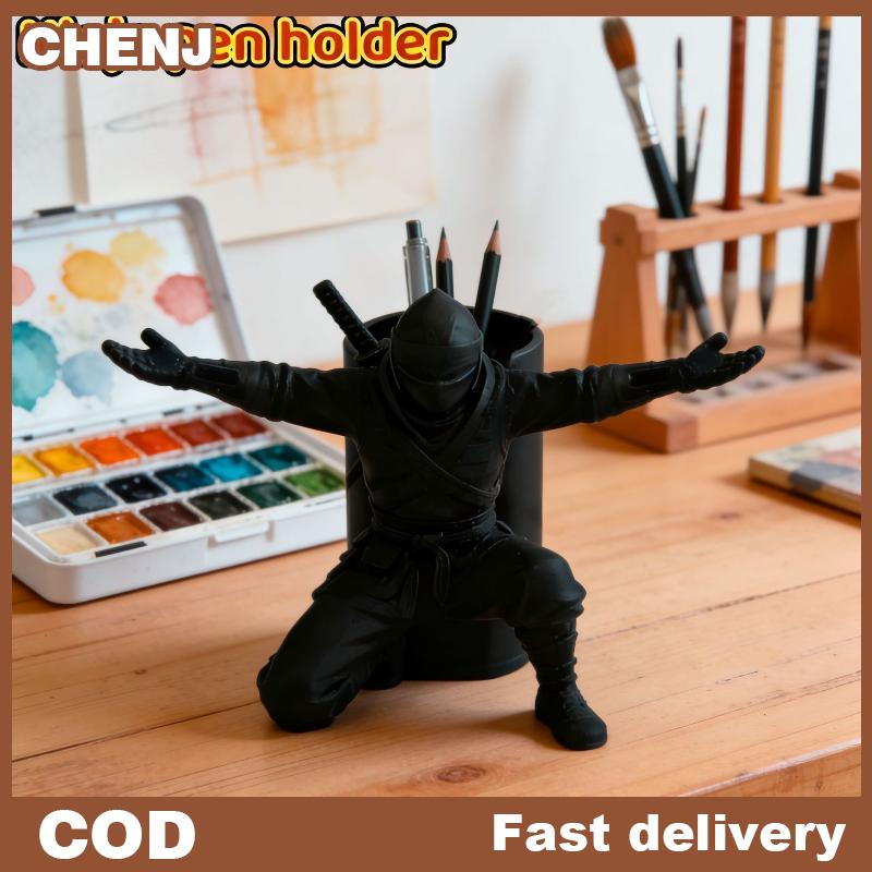 CHENJ 3D In Đen Chiến Binh Chủ Bút Mát Bút Đứng Tổ Chức Cho Lớp Học Nhà Văn Phòng Bàn Trang Trí