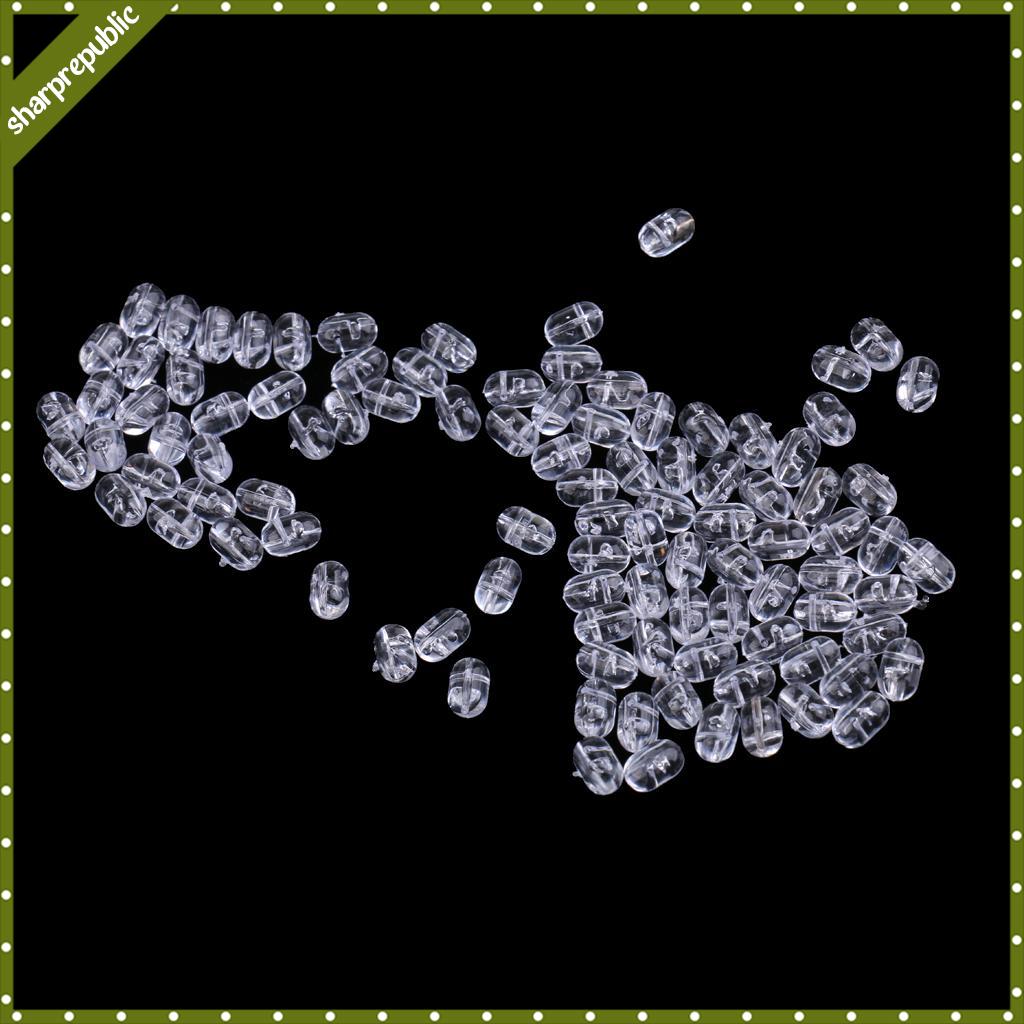 sharprepublic 100/200Pcs Fishing Beads Plastic Oval Beads Double Pearl Drill Cross Clear 4.7 x 6mm 100Pcs