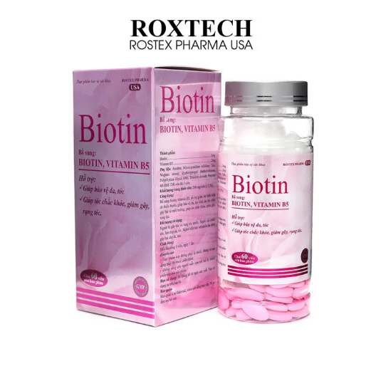 Viên uống Biotin ROXTECH bổ sung Vitamin B5 giúp tóc chắc khỏe