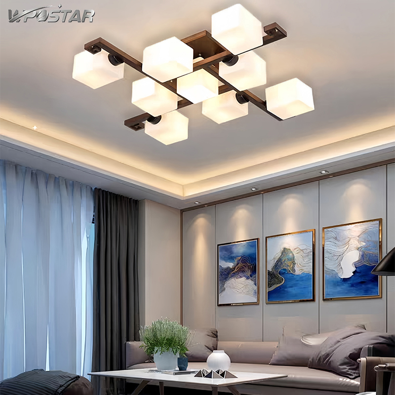 Chinese Ceiling Lamp Simplicity Modern Solid Wood Walnut Color Lamp Chinese Style Antique Master Bedroom Living Room Lamp Home Hall Lamp ราคา 2,731 บาท*ส่งฟรี