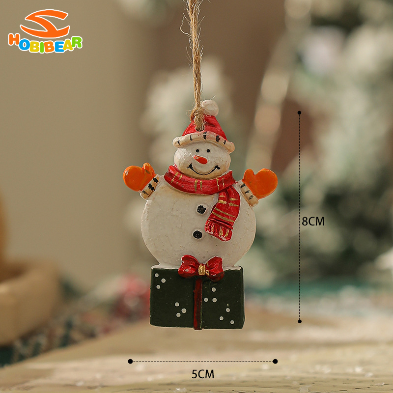 Hobibear Retro Giáng sinh đồ trang trí người tuyết nhựa với Santa mũ và khăn quàng, kỳ nghỉ lễ hội trang trí cây