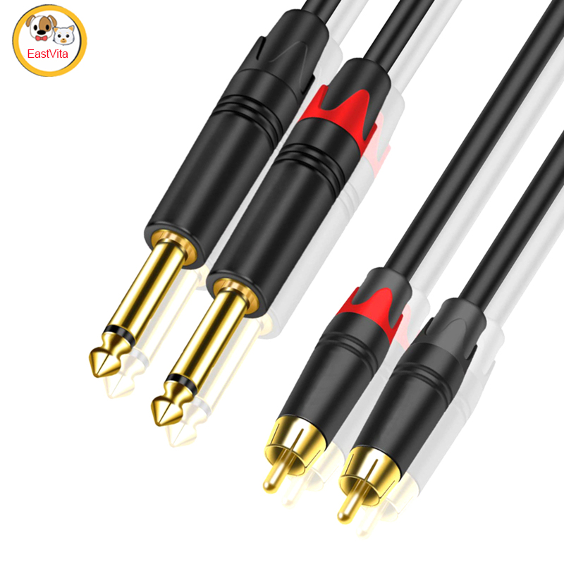 Dual 6.35 To Dual RCA Cable Audio Signal Balance Lines Large Mixer Wire For Microphones Power Amplifiers Mixers