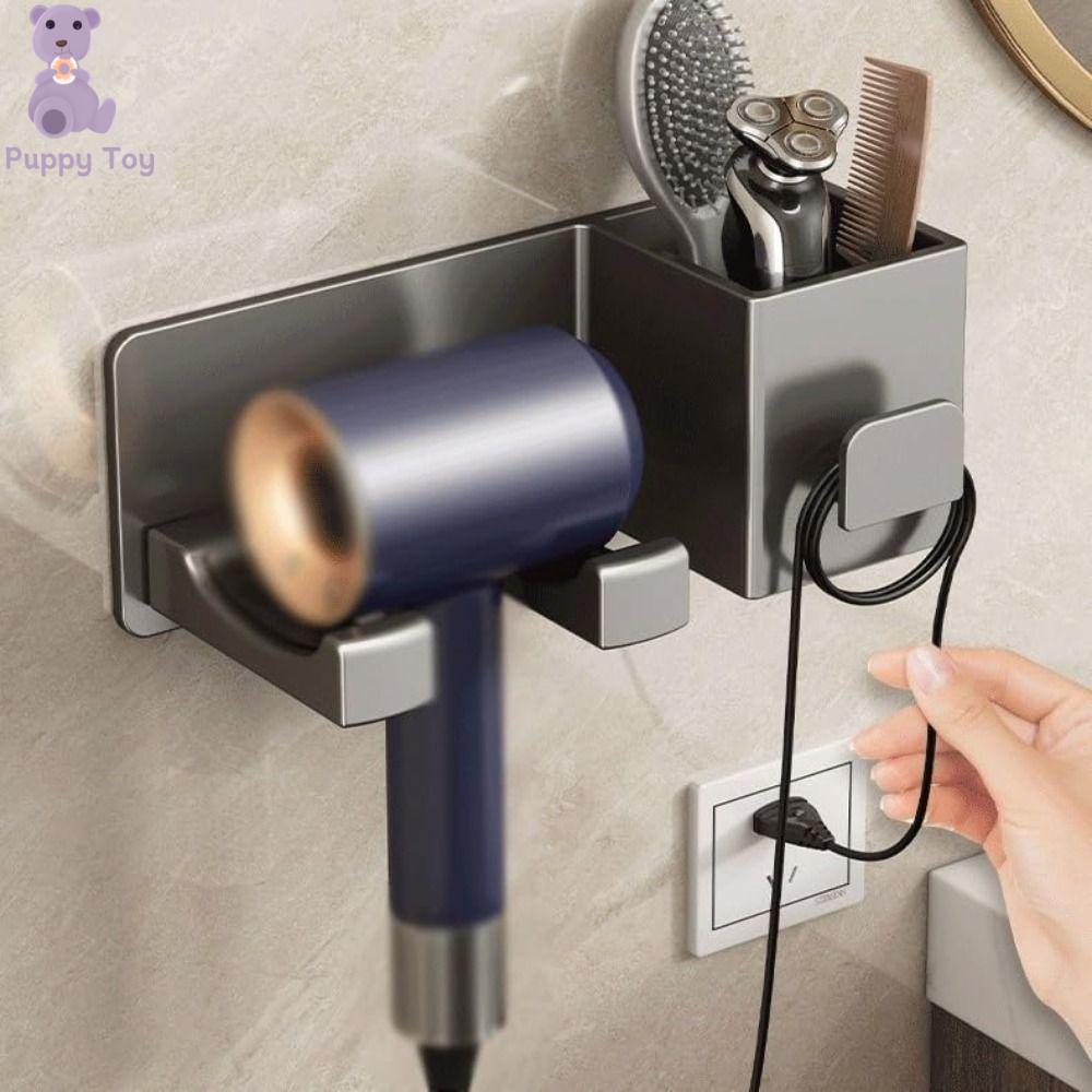 TESDFD Gắn tường Giá đỡ máy sấy tóc không cần khoan Đa chức năng Giá đỡ lưu trữ Phụ kiện phòng tắm Bền bỉ Giá đỡ quạt gió Phòng tắm tại nhà