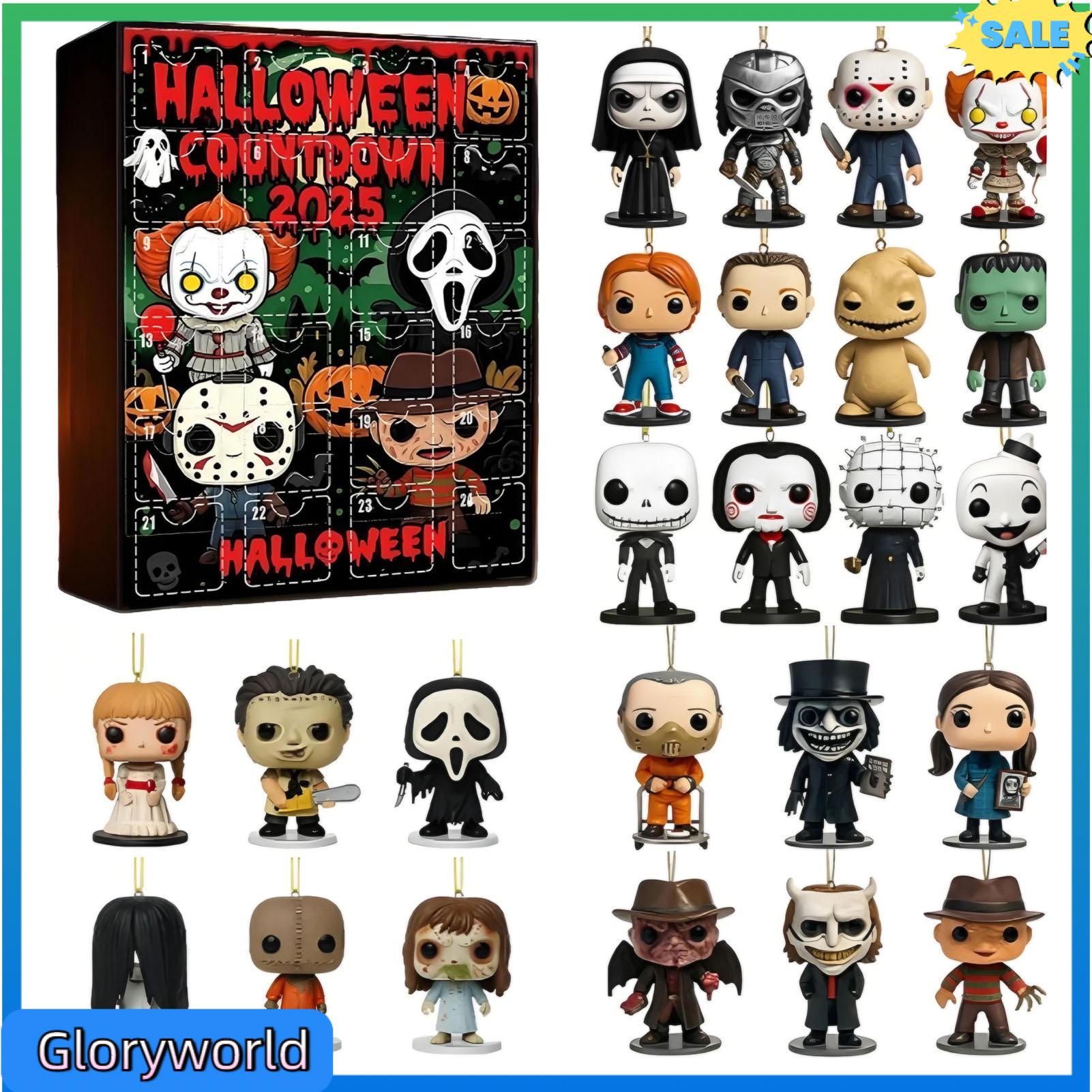 Gloryworld Hộp Đếm Ngược Cho Trẻ Em phòng trẻ em Trang Trí Halloween ma quái lịch đếm ngược Với Đáng Sợ búp bê sưu tập Kinh Dị Con Số Cho Trẻ Em Advent đồ trang trí treo