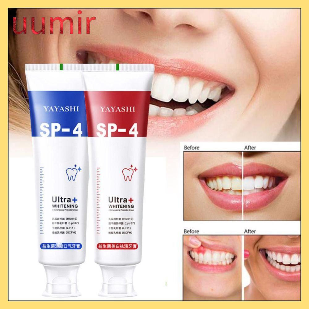 UUMIR Tăng cường răng Loại bỏ mảng bám vết bẩn sâu Sửa chữa màu vàng Làm Trắng Răng Làm sáng da Hơi thở tươi mát Kem đánh răng Probiotic SP-4
