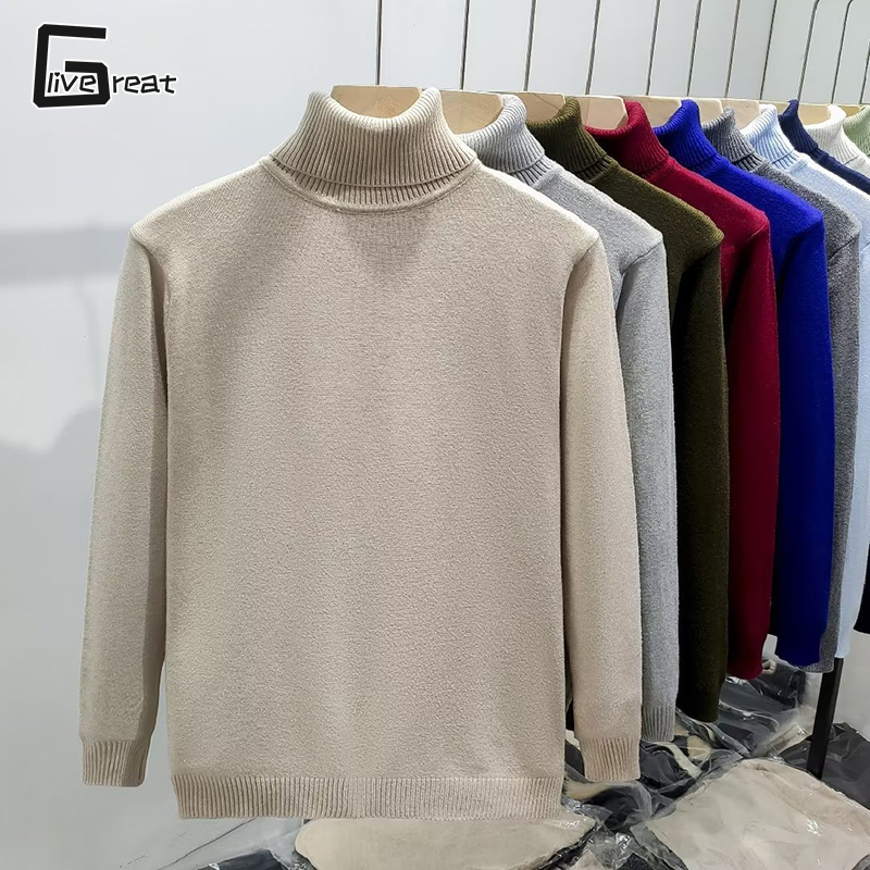 LIVE GREAT Autumn and Winter high neck knitwear sweaters Men s elastic