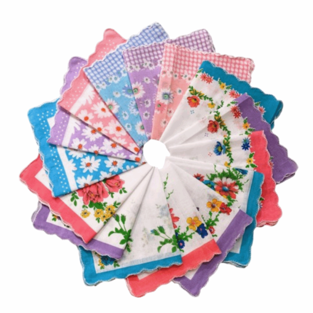 SQUAD 12Pcs Thấm hút mồ hôi Khăn tay in hình cho phụ nữ Phong cách cổ điển 28x28cm Khăn tay vuông Có thể tái sử dụng Thoáng khí Khăn mồ hôi mỏng Dụng cụ nhà bếp - 5