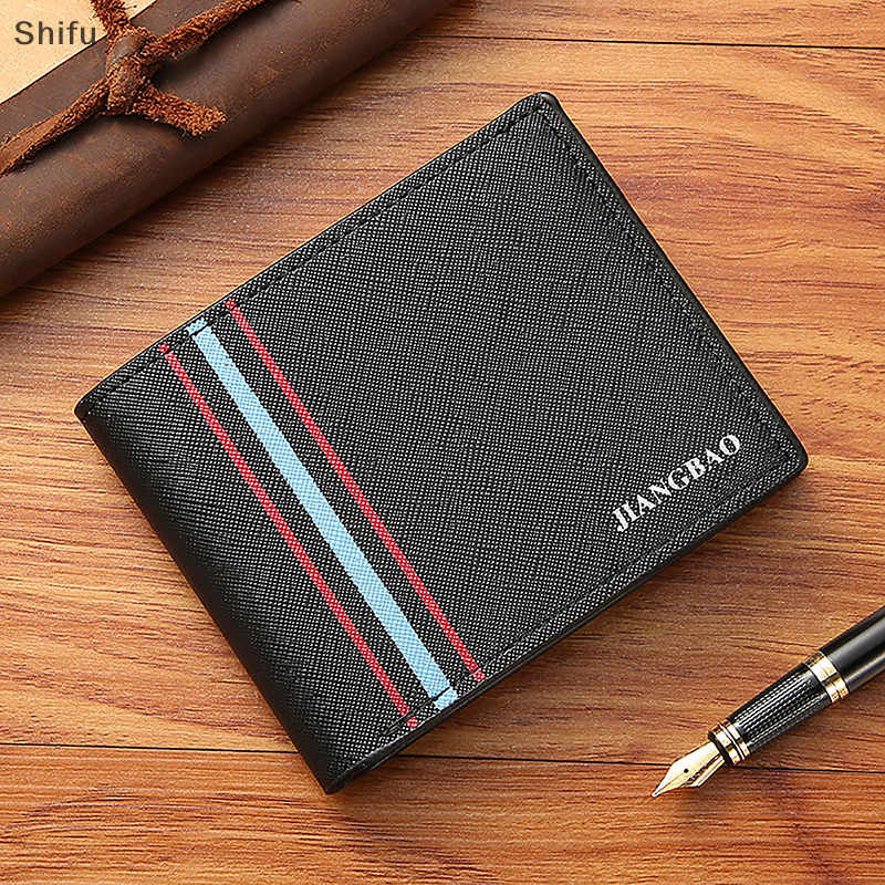 [ShiFu] Thời trang PU Ví da người đàn ông thẻ tín dụng chủ sở hữu PURSE tiền thay đổi Pouch cho người đàn ông cổ điển đồng xu Ví