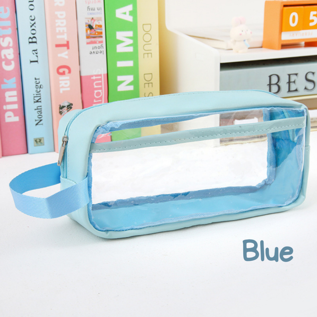 TENNO Kotak Pensil Lucu Transparant Tempat Alat Tulis Box Makeup Multifungsi Kapastias Besar Waterproof Anti Air Estetik Aesthetic Warna Pastel Macaroon